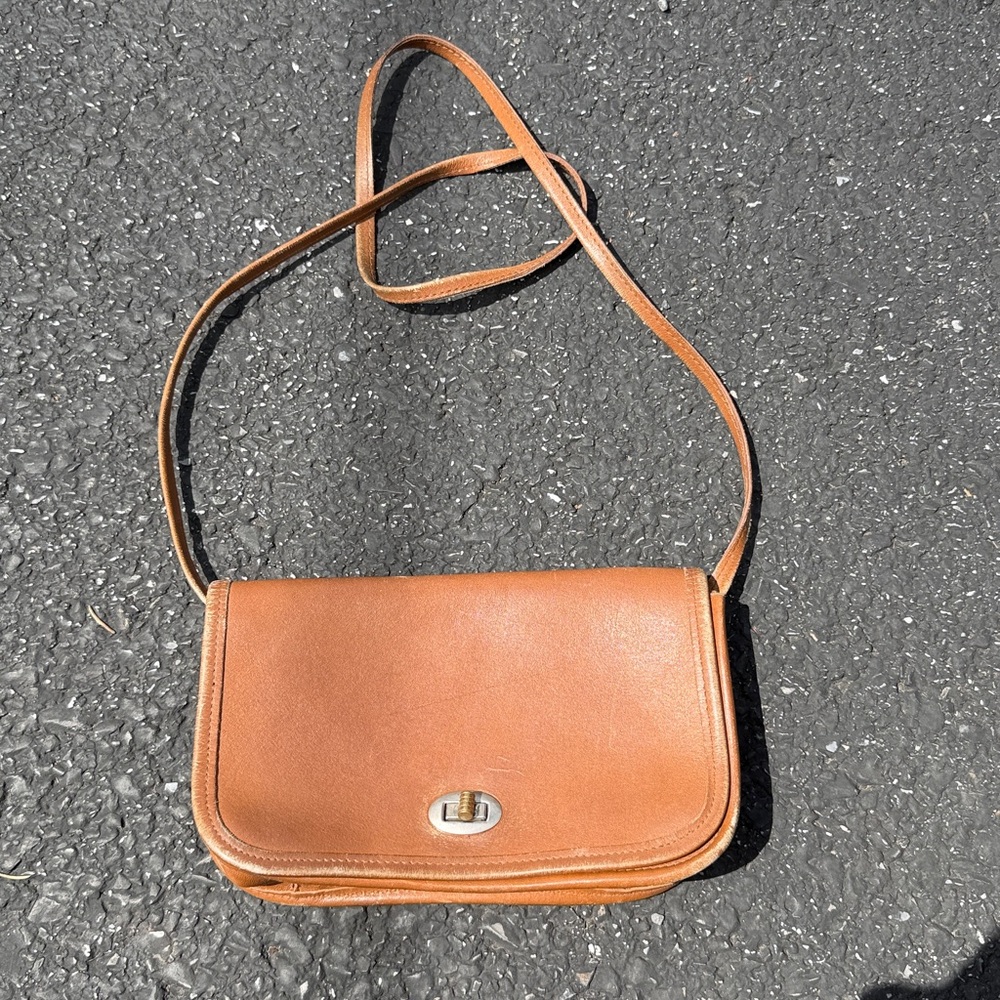 Genuine leather crossbody medium brown color